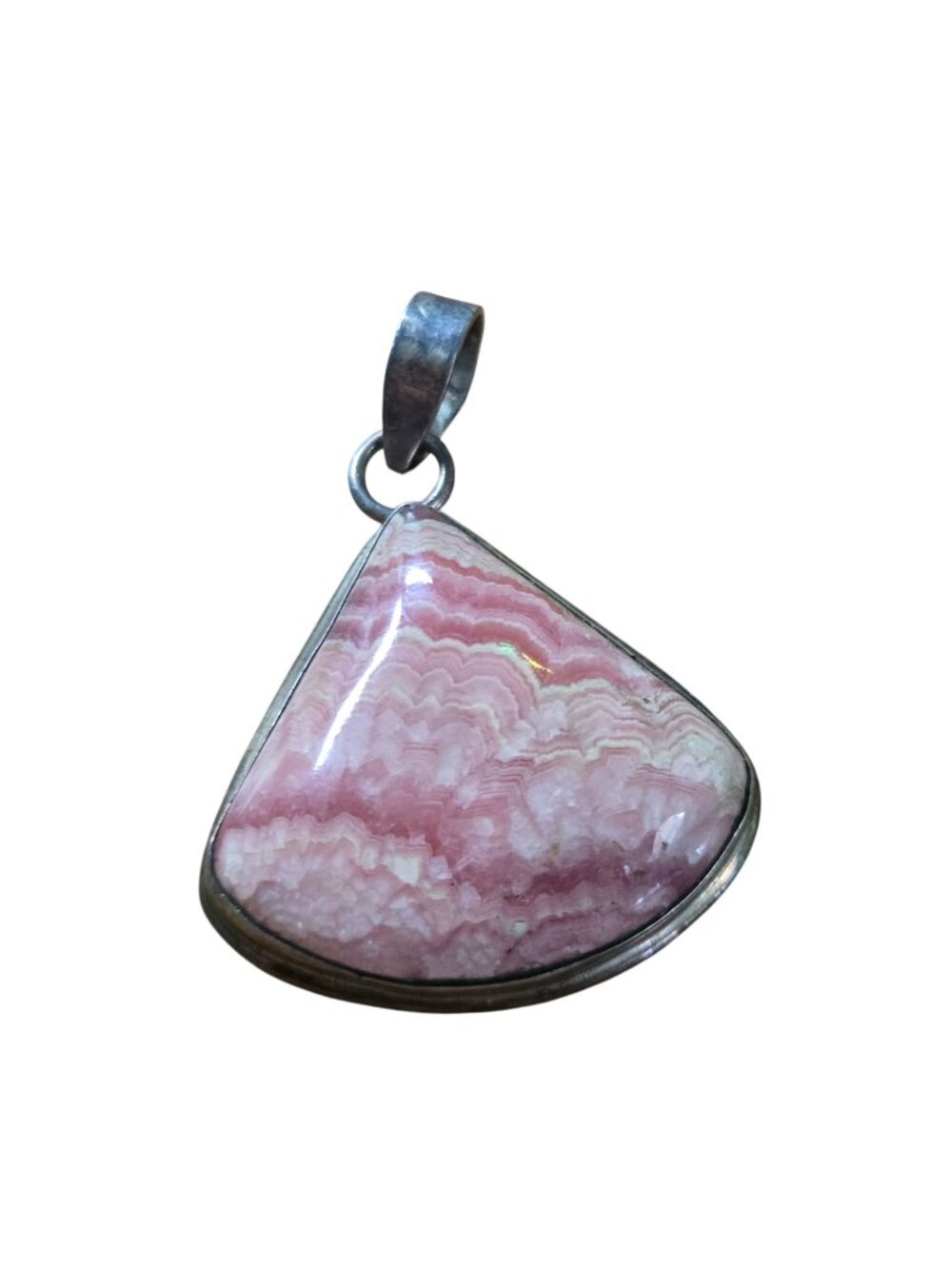 Genuine Rhodochrosite Sterling Silver Handcrafted Bezel Set Pendant 1.5"x 1"